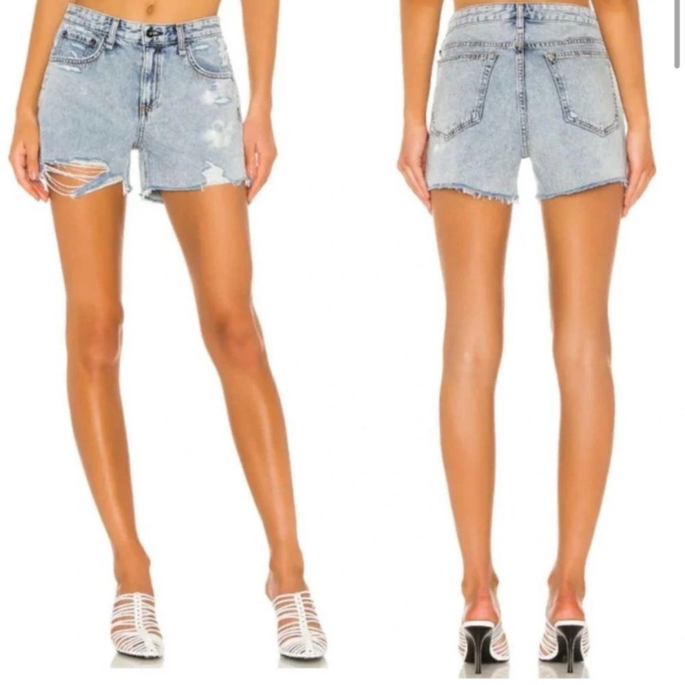 Rag and Bone Olson Dre Low-Rise Denim Shorts Light Wash Blue Size 27